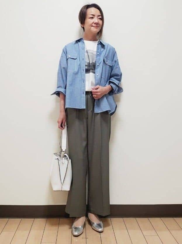 yuuさんの「Reflect｜【羽織にも◎】ダンガリーシャツ」を使ったコーディネート