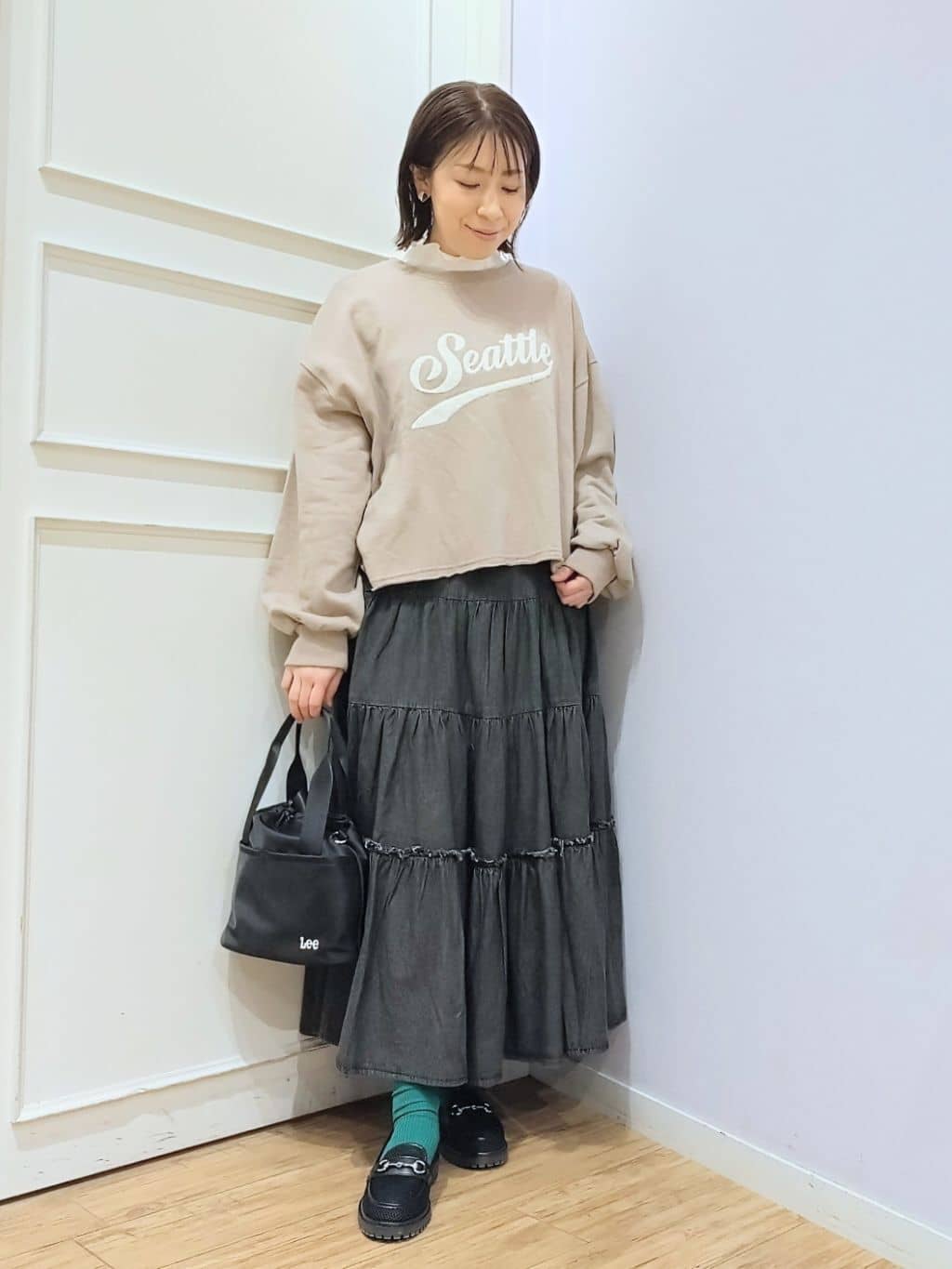 miomioさんの「SHOO･LA･RUE｜メッシュローファー」を使ったコーディネート