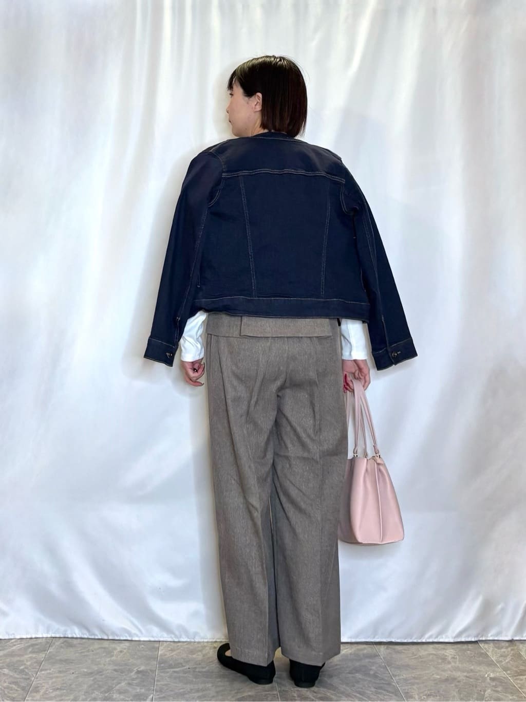 ネリさんの「SHOO･LA･RUE｜【SHOO・LA・RUE DENIM/S-LL/高レビュー】大人のための ノーカラーデニムジャケット」を使ったコーディネート
