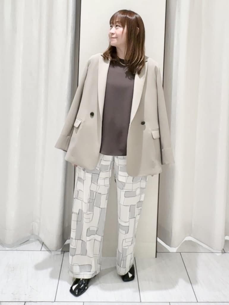 ʏᴜᴋɪᴋᴏさんの「UNTITLED｜◆【洗える/ストレッチ性】ダブルブレストジャケット」を使ったコーディネート