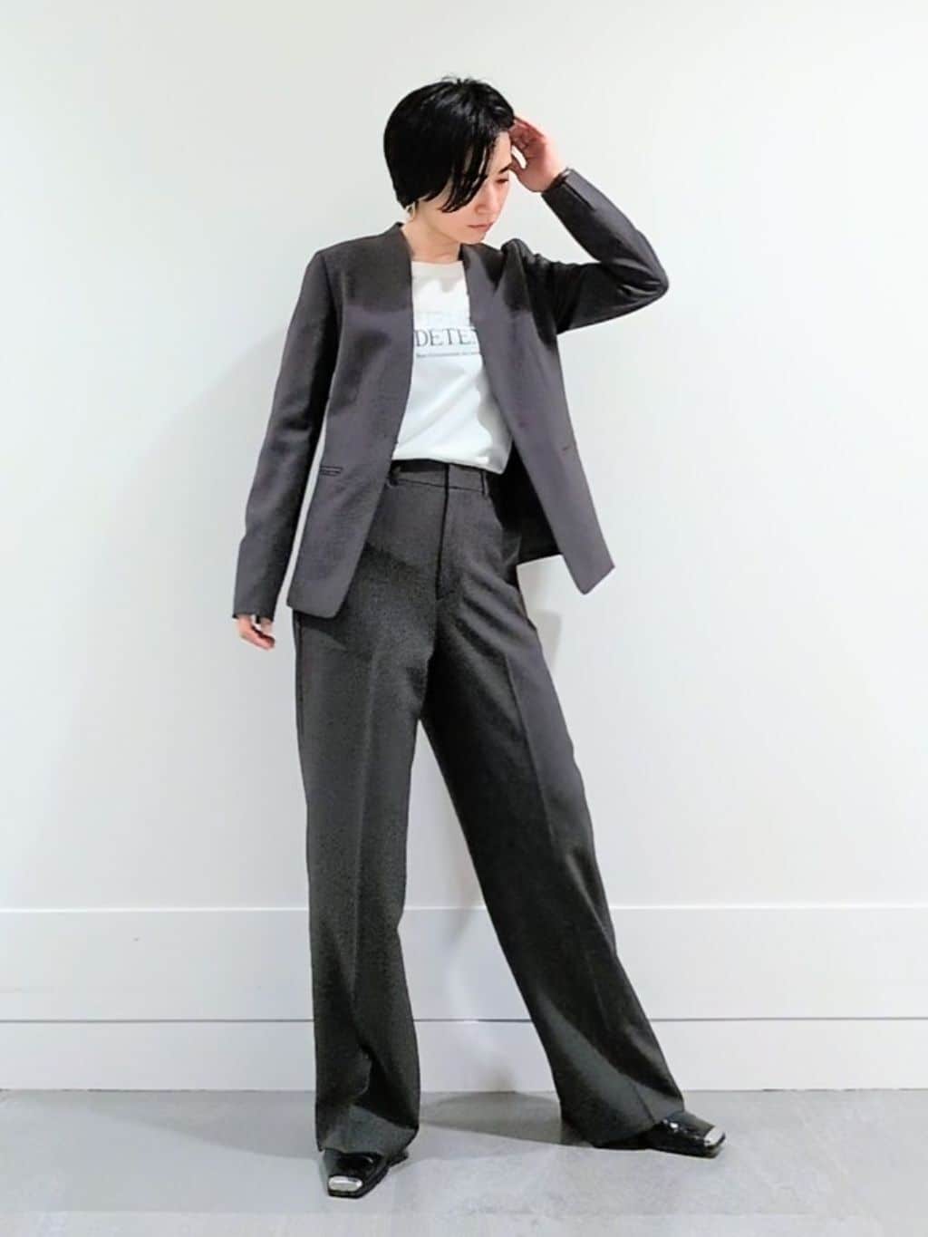 ミズタさんの「UNTITLED｜【セットアップ可/UV/接触冷感】エアリーノーカラージャケット」を使ったコーディネート