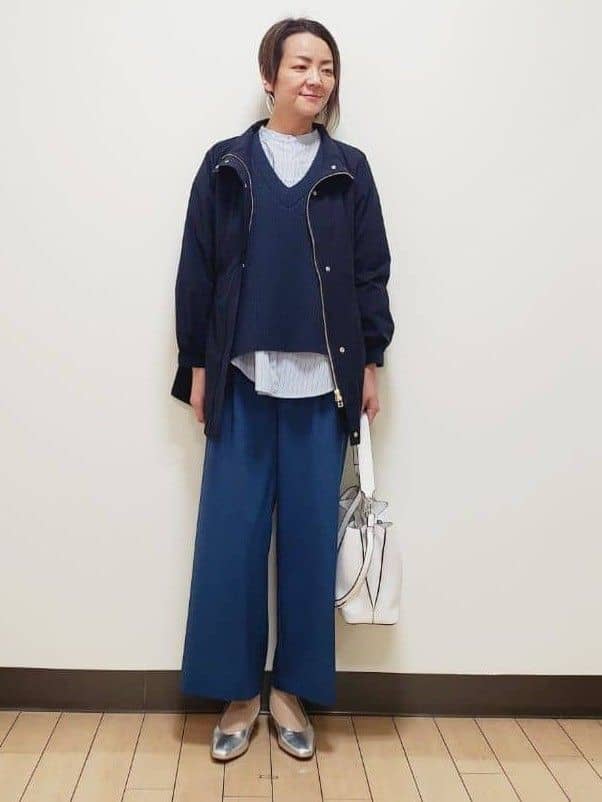 yuuさんの「Reflect｜【撥水】ストレッチタフタミドル丈スタンドカラーコート」を使ったコーディネート