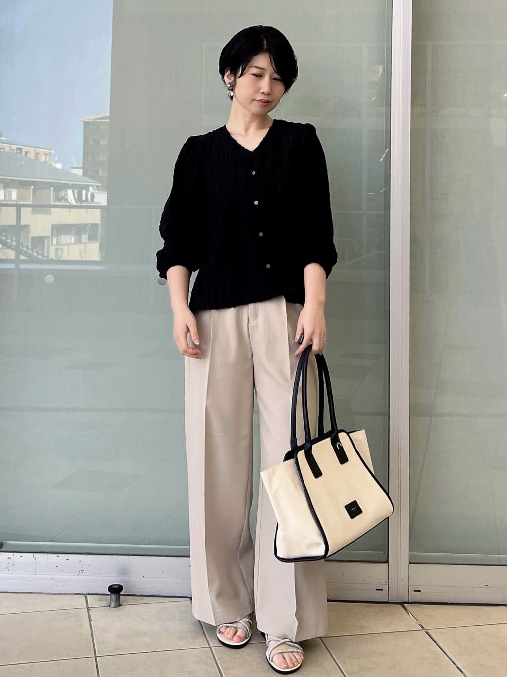 yo-koさんの「OPAQUE.CLIP｜フリンジジャカードブラウス【洗濯機OK】」を使ったコーディネート