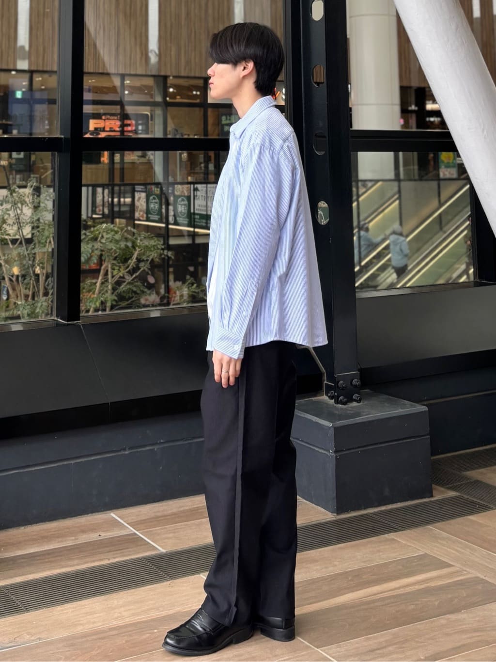 うらしーさんの「THE SHOP TK｜【POLO BCS 別注】 アソート長袖シャツ ストライプ／グレー／デニム」を使ったコーディネート