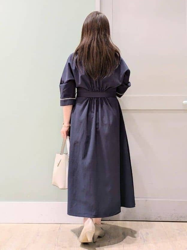 チグ♪さんの「grove｜【美シルエット】ウエストタック配色ワンピース」を使ったコーディネート