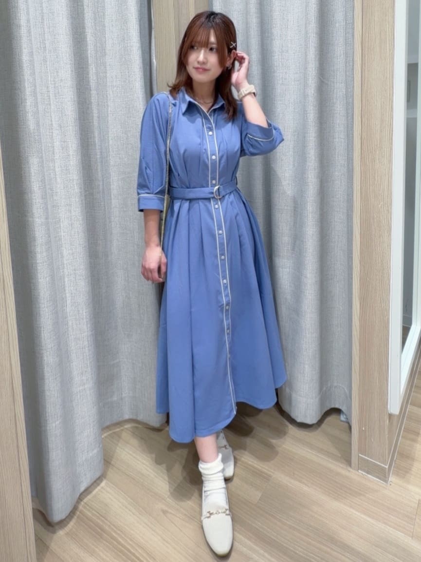 Fumikaさんの「grove｜【美シルエット】ウエストタック配色ワンピース」を使ったコーディネート