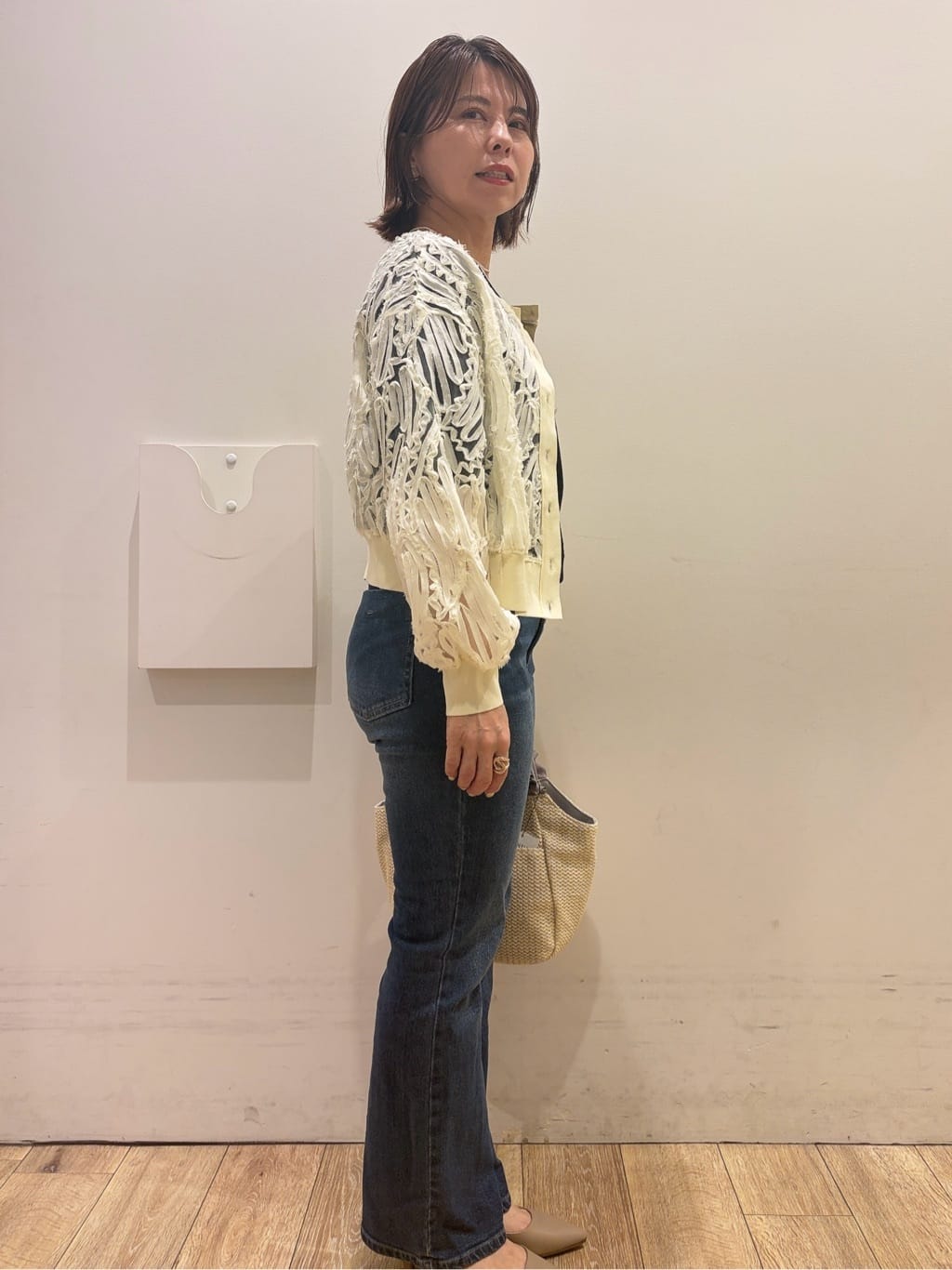 YUKOさんの「index｜【UVケア】6分袖タックスリーブニット《洗濯機OK／XS～LL／9col》」を使ったコーディネート