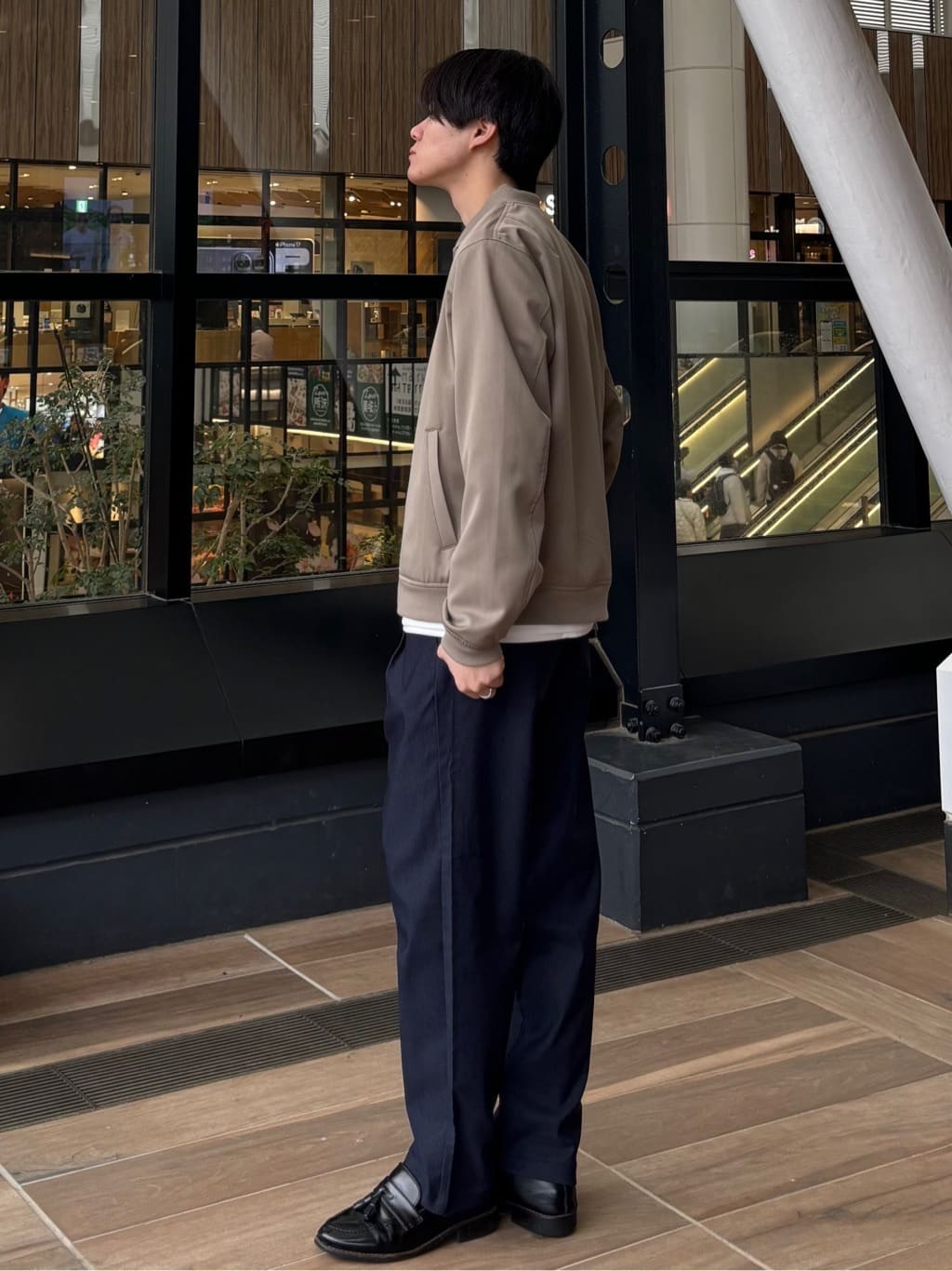 うらしーさんの「THE SHOP TK｜FLEX LINE ストレッチリブブルゾン　ストレッチ/防シワ/マシンウォッシャブル/セットアップ可」を使ったコーディネート