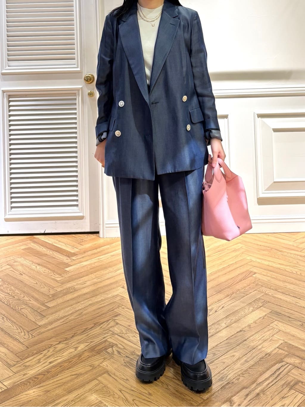 cocoさんの「DRESSTERIOR｜【ウォッシャブル】コットンシルクハーフスリーブニット」を使ったコーディネート