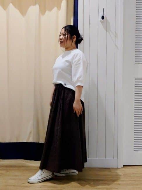 Haraさんの「Dessin｜【360度可愛い】バックヘンリーカットソー5分袖」を使ったコーディネート