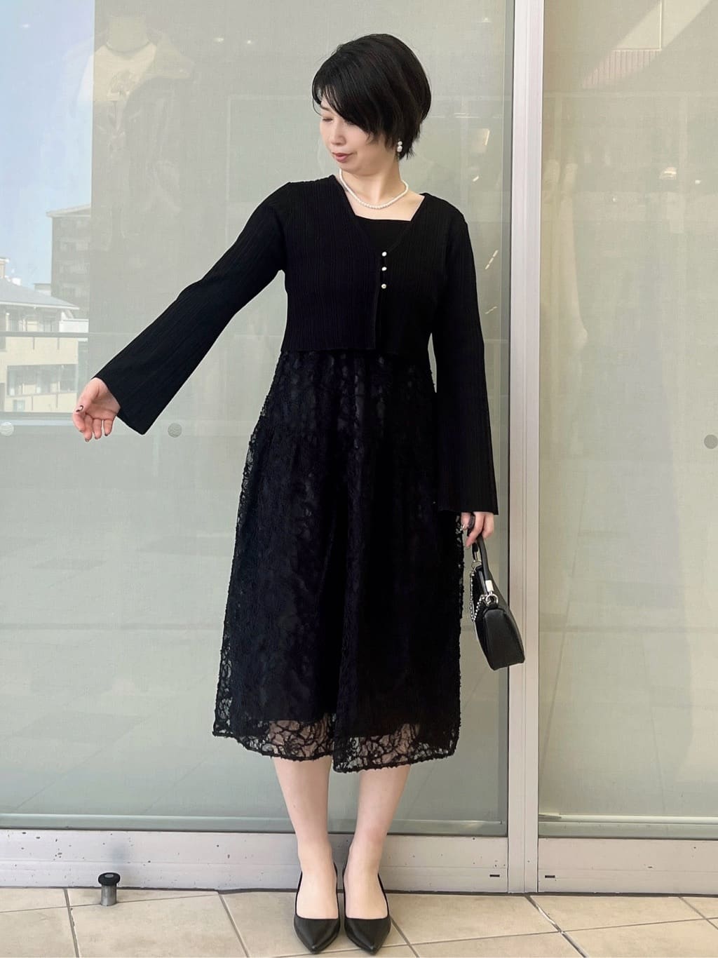 yo-koさんの「OPAQUE.CLIP｜《ツインセット》カーディガン&times;ニットドッキングワンピース【洗濯機OK】」を使ったコーディネート