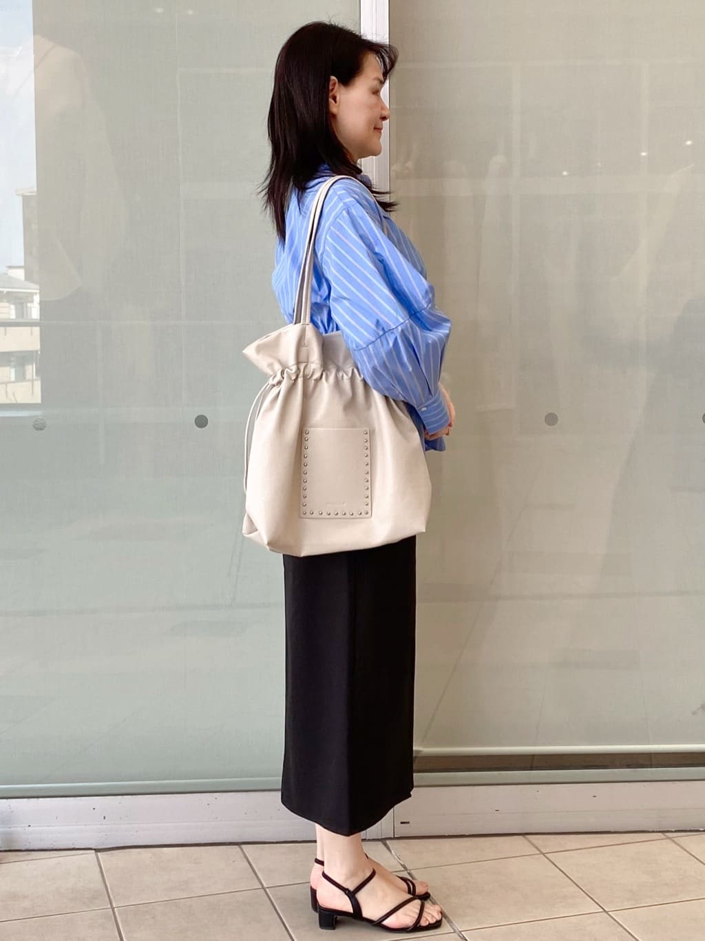Jeanさんの「OPAQUE.CLIP｜ストライプペプラムデザインブラウス【洗濯機OK】」を使ったコーディネート