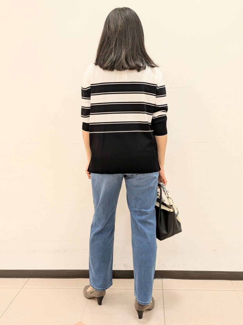 ともさんの「UNTITLED｜◆【洗える/ゆったり】ボーダーボートネックニット」を使ったコーディネート