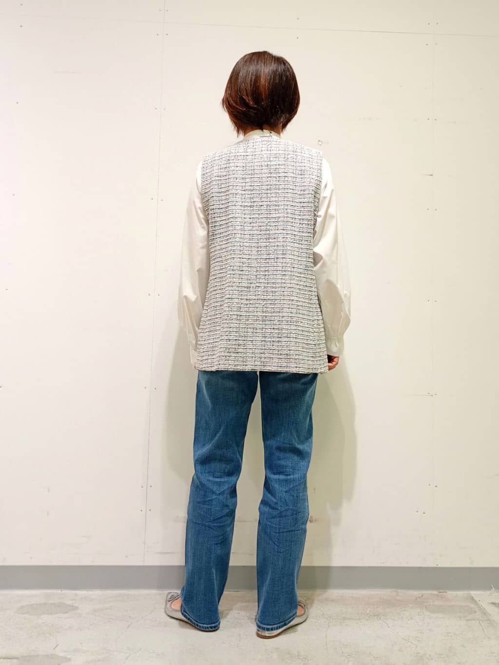 Kさんの「INDIVI｜【2点セット／洗える】ツイードジレ＆ボウタイブラウス」を使ったコーディネート