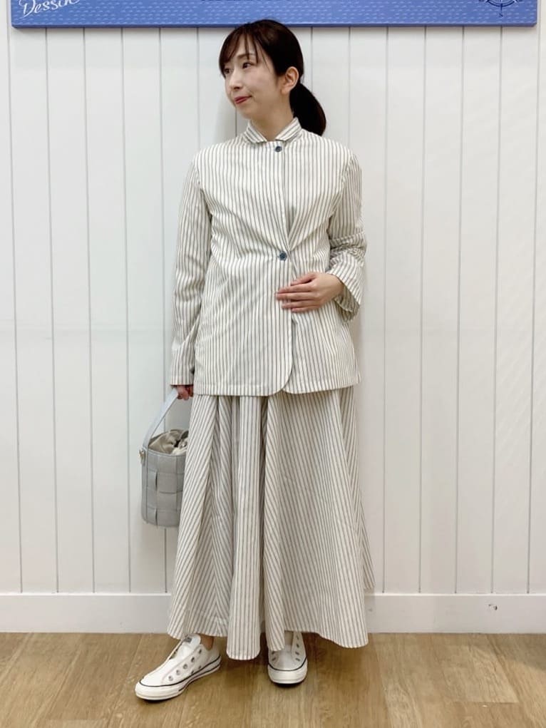 yoshiさんの「Dessin｜【セットアップ可/洗える】ストライプシャツジャケット」を使ったコーディネート