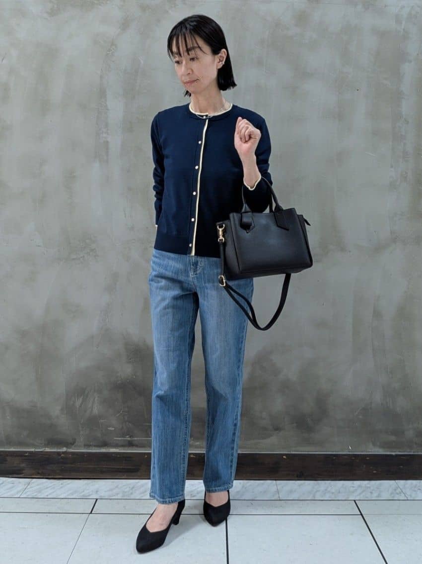 shioさんの「grove｜レイヤード風配色カーディガン」を使ったコーディネート