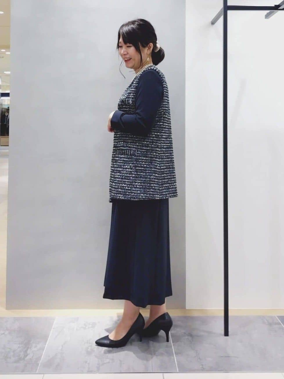TOMOMIさんの「INDIVI｜【上品光沢／SETUP可能】スタイルUPワンピース」を使ったコーディネート