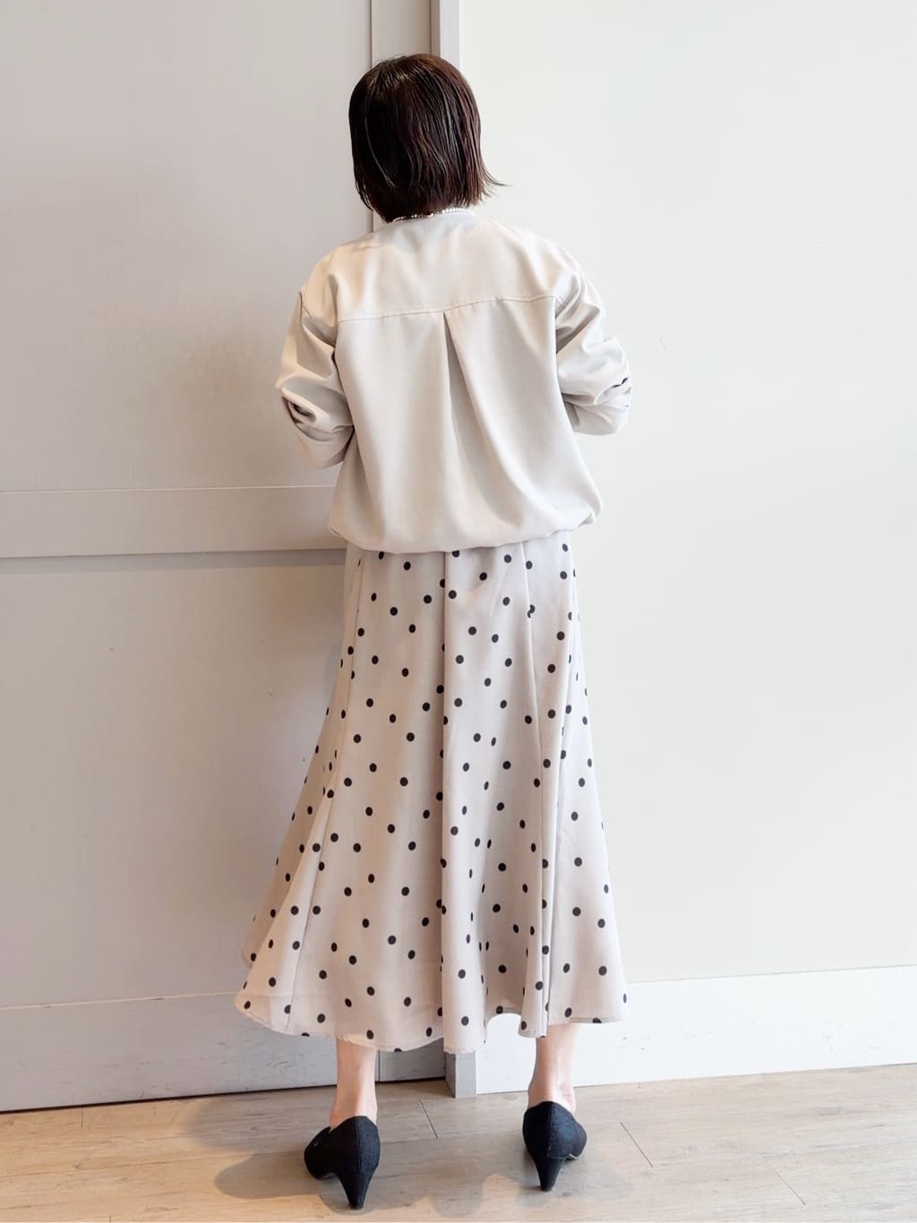 yamakoさんの「grove｜【洗える】麻調ノーカラーブルゾン」を使ったコーディネート