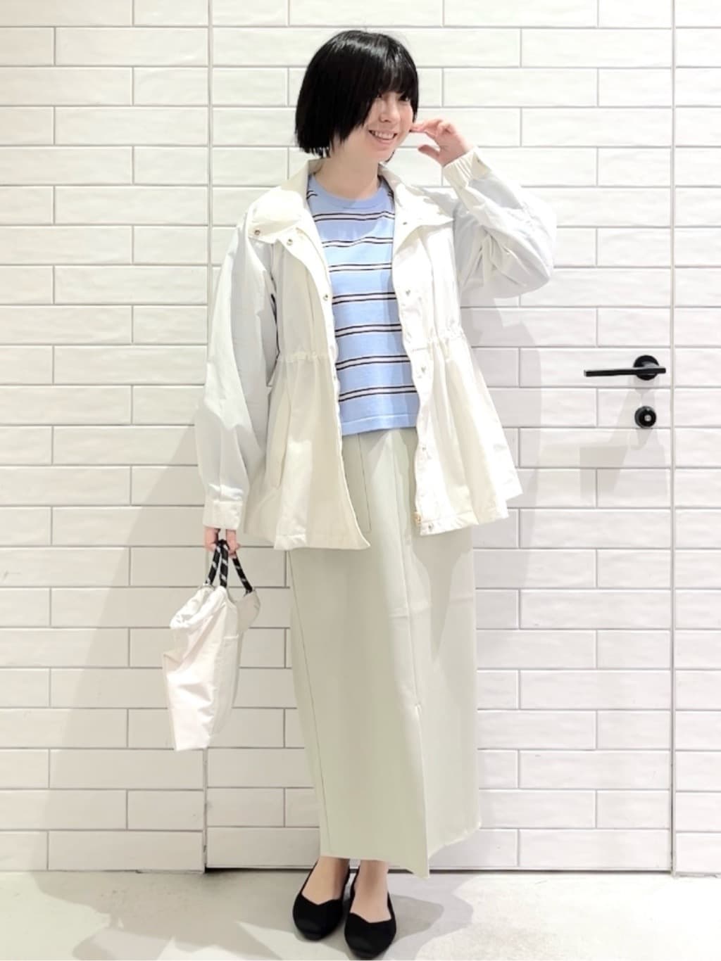しおりさんの「OPAQUE.CLIP｜撥水スタンドZIPブルゾン【洗濯機OK／UVケア／花粉対応】」を使ったコーディネート