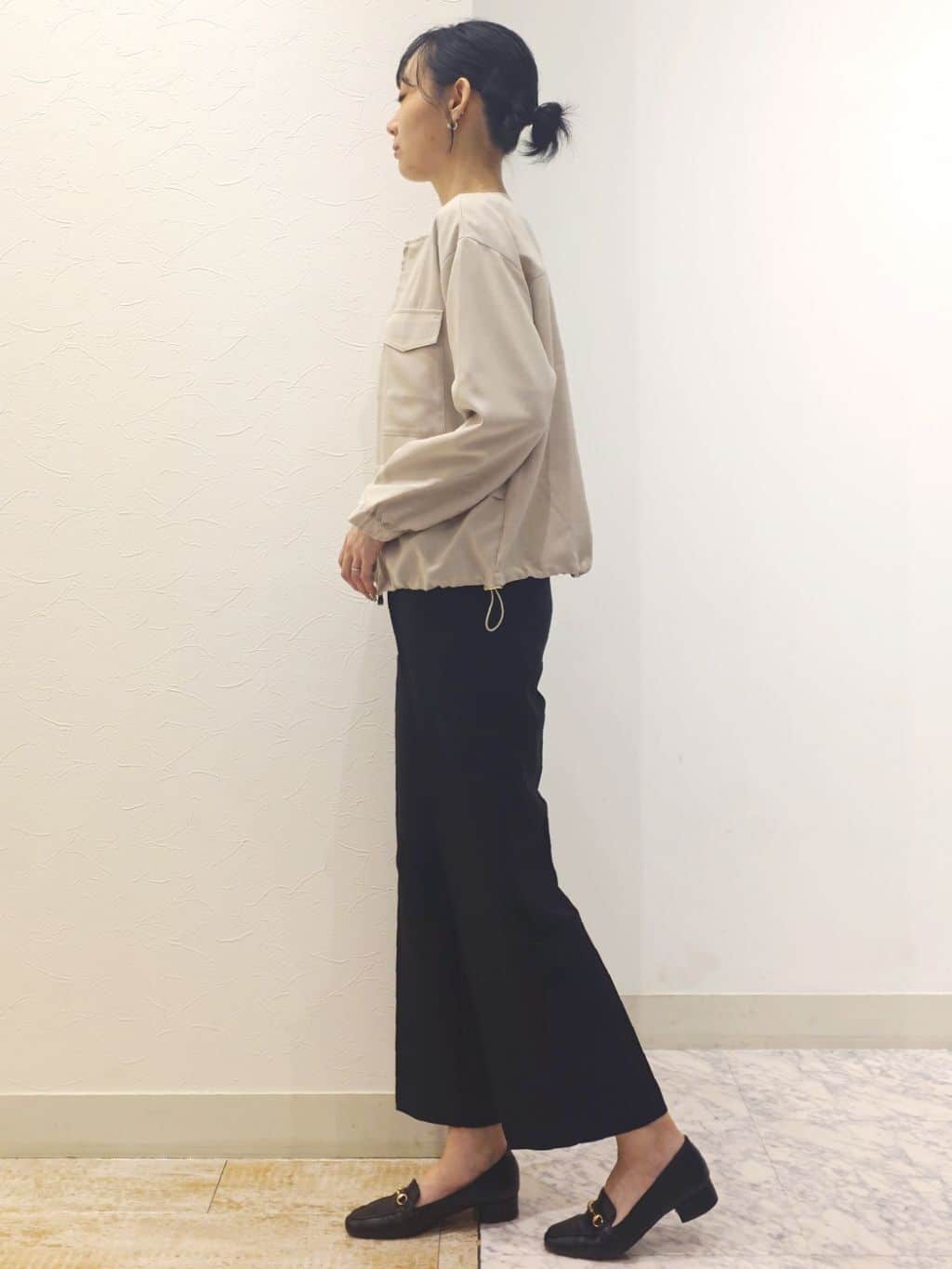 ケイさんの「grove｜【洗える】麻調ノーカラーブルゾン」を使ったコーディネート