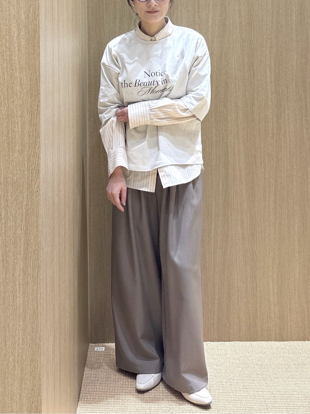 たけねぇさんの「OPAQUE.CLIP｜リラクシーロゴプリントTシャツ【洗濯機OK】」を使ったコーディネート