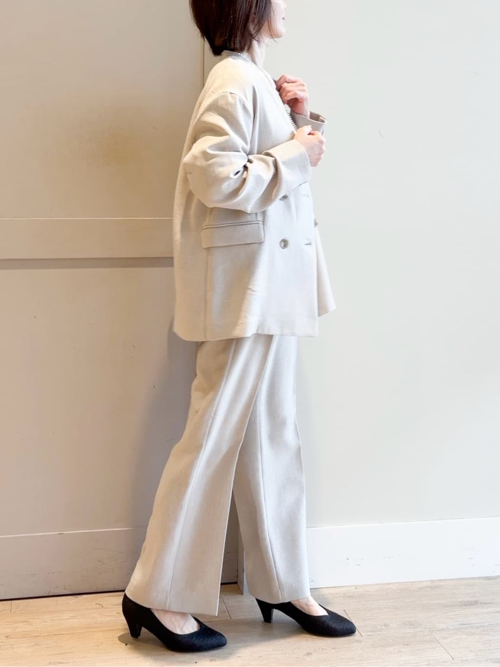 yamakoさんの「grove｜高評価！【カセット服】リネンライクソフトフレアパンツ」を使ったコーディネート