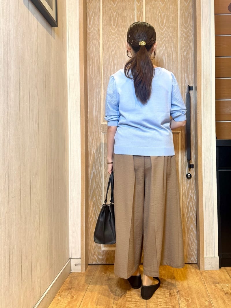 KAORIさんの「SHOO･LA･RUE｜【洗濯機可/S-LL】シンプルだけど華やか レースの5分袖ニット」を使ったコーディネート