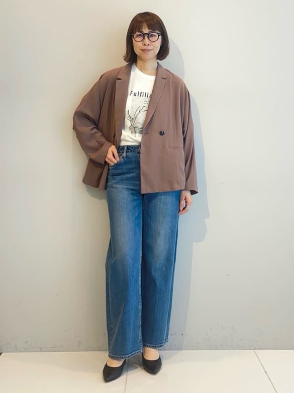 murayamaさんの「INDIVI｜【接触冷感／透湿／着る日傘】ドルマンダブルジャケット」を使ったコーディネート