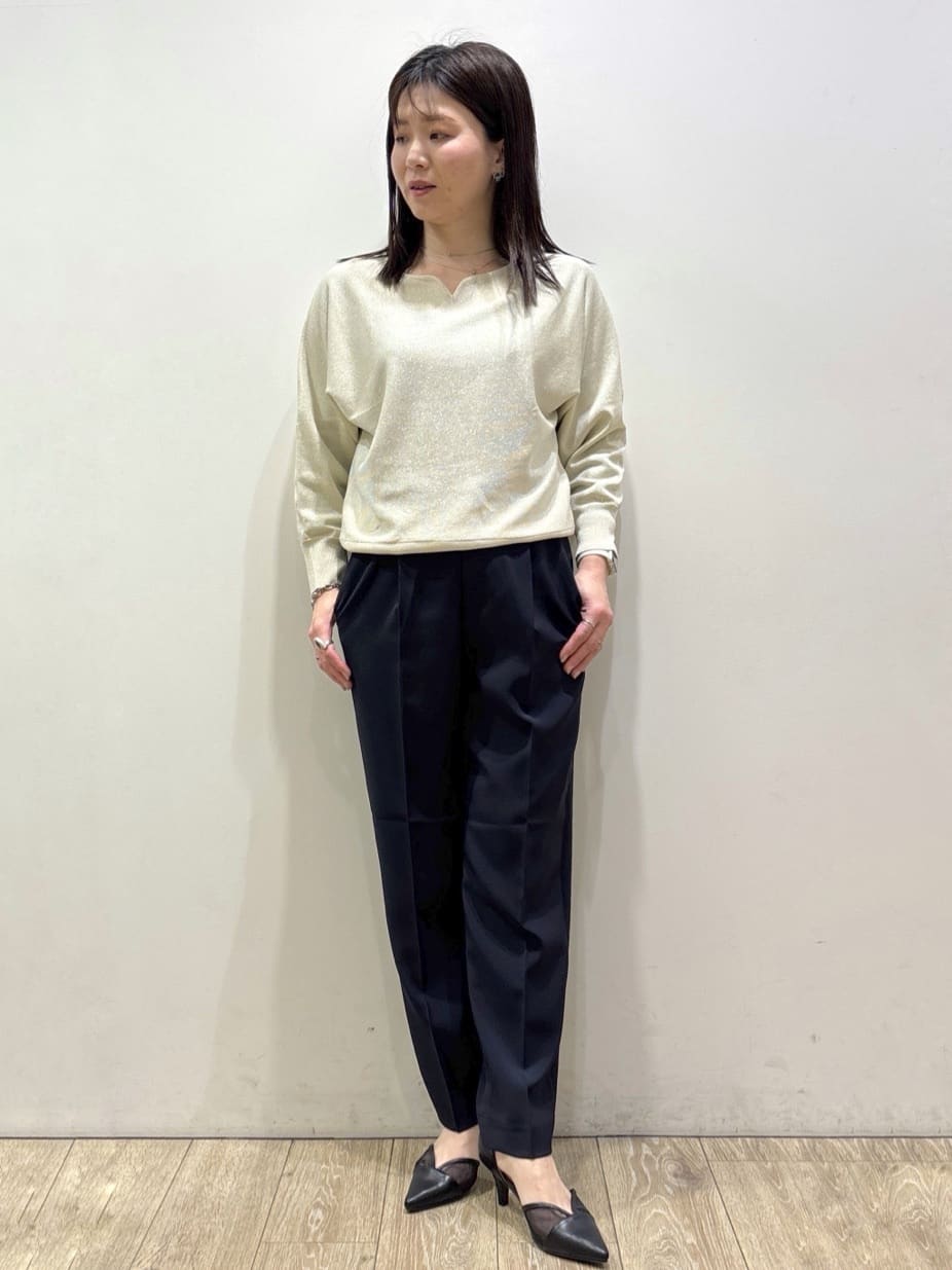 mameさんの「index｜フロントパーツ付きドルマンスリーブニット【洗濯機OK／抗ピル】《7col》」を使ったコーディネート