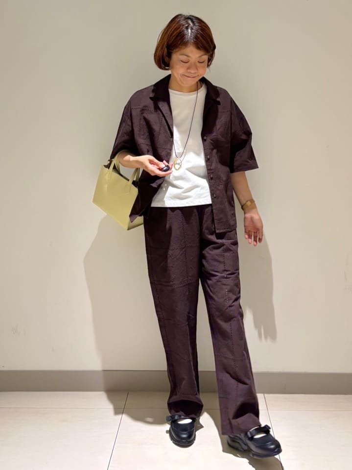 Haruさんの「Dessin｜【セットアップ可/洗える】刺繍スクエアレースシャツ」を使ったコーディネート