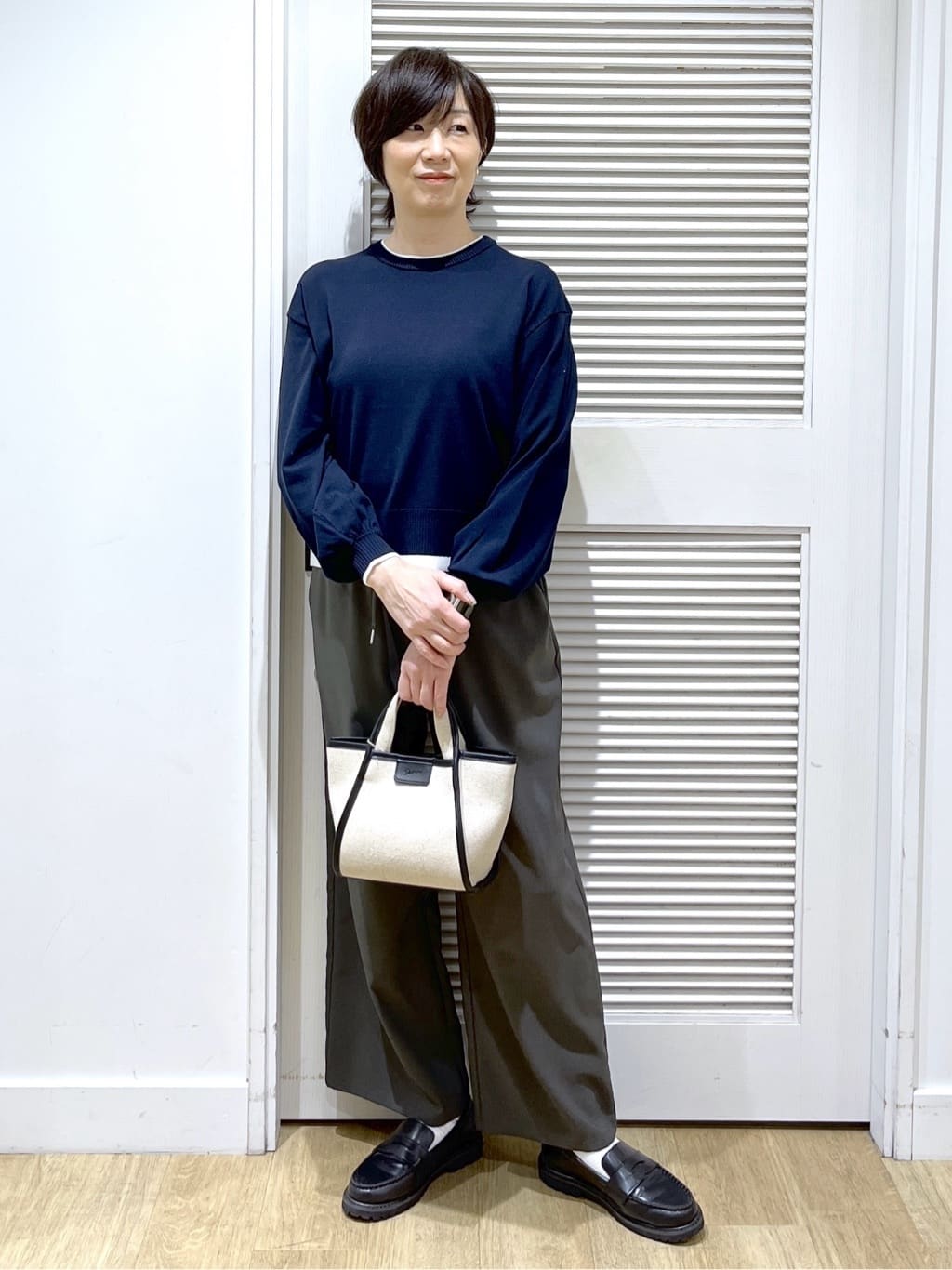 Miyazakiさんの「Dessin｜【洗える】バイカラーデザインニット」を使ったコーディネート