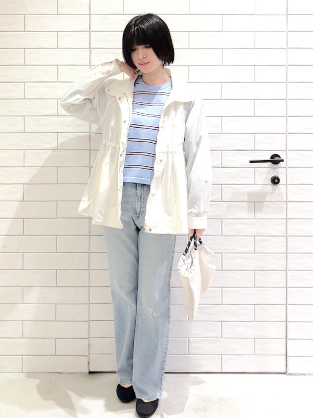 しおりさんの「OPAQUE.CLIP｜撥水スタンドZIPブルゾン【洗濯機OK／UVケア／花粉対応】」を使ったコーディネート