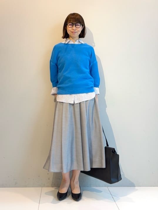 murayamaさんの「INDIVI｜【洗える／ドライタッチ／和紙混】ガーター編みニット」を使ったコーディネート