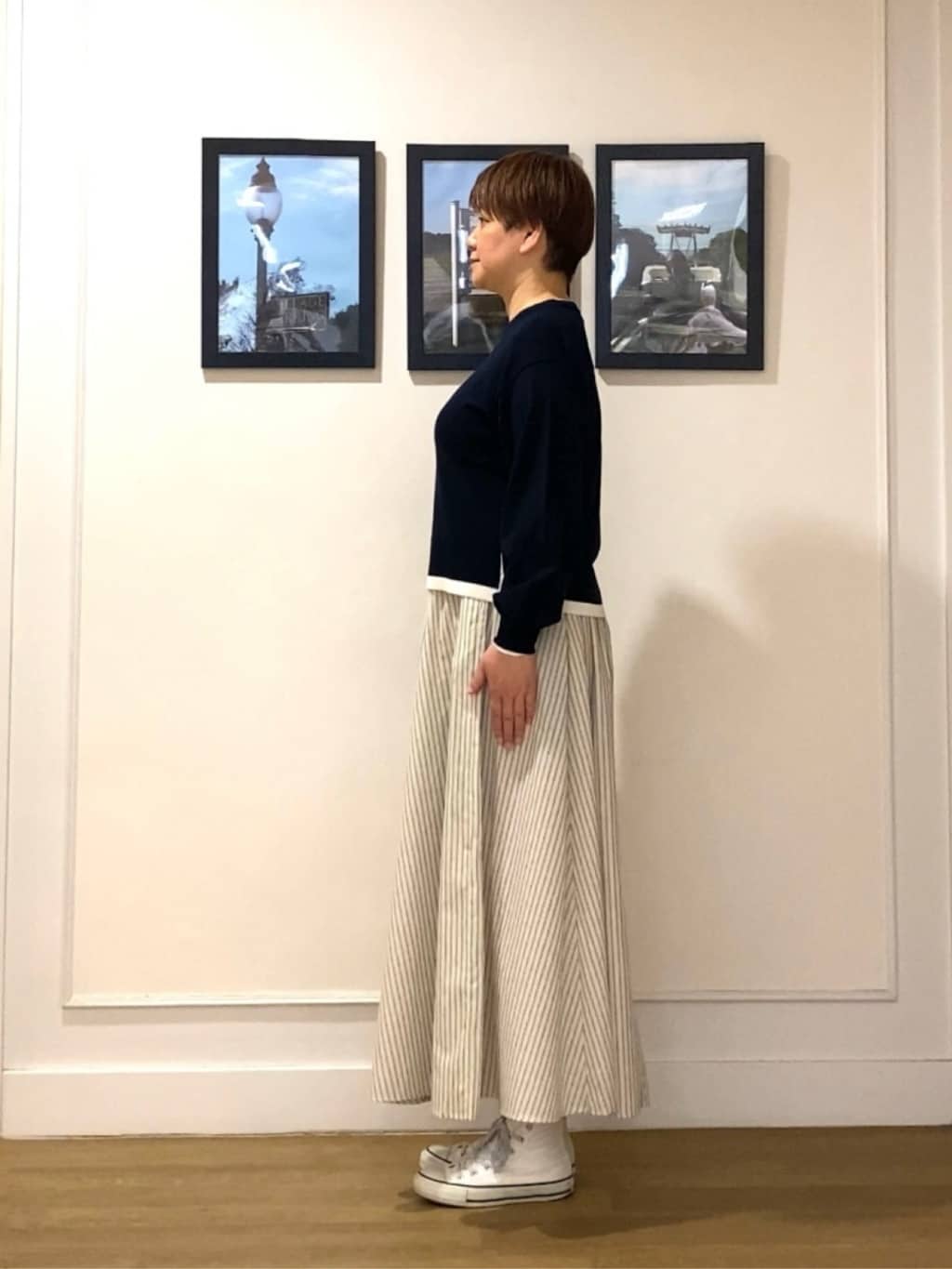 Hiroさんの「Dessin｜【洗える】バイカラーデザインニット」を使ったコーディネート