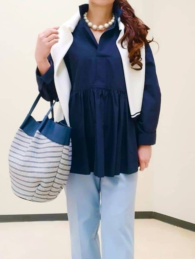花さんの「Reflect｜【レイヤードにおすすめ◎】ペプラムデザインシャツ」を使ったコーディネート