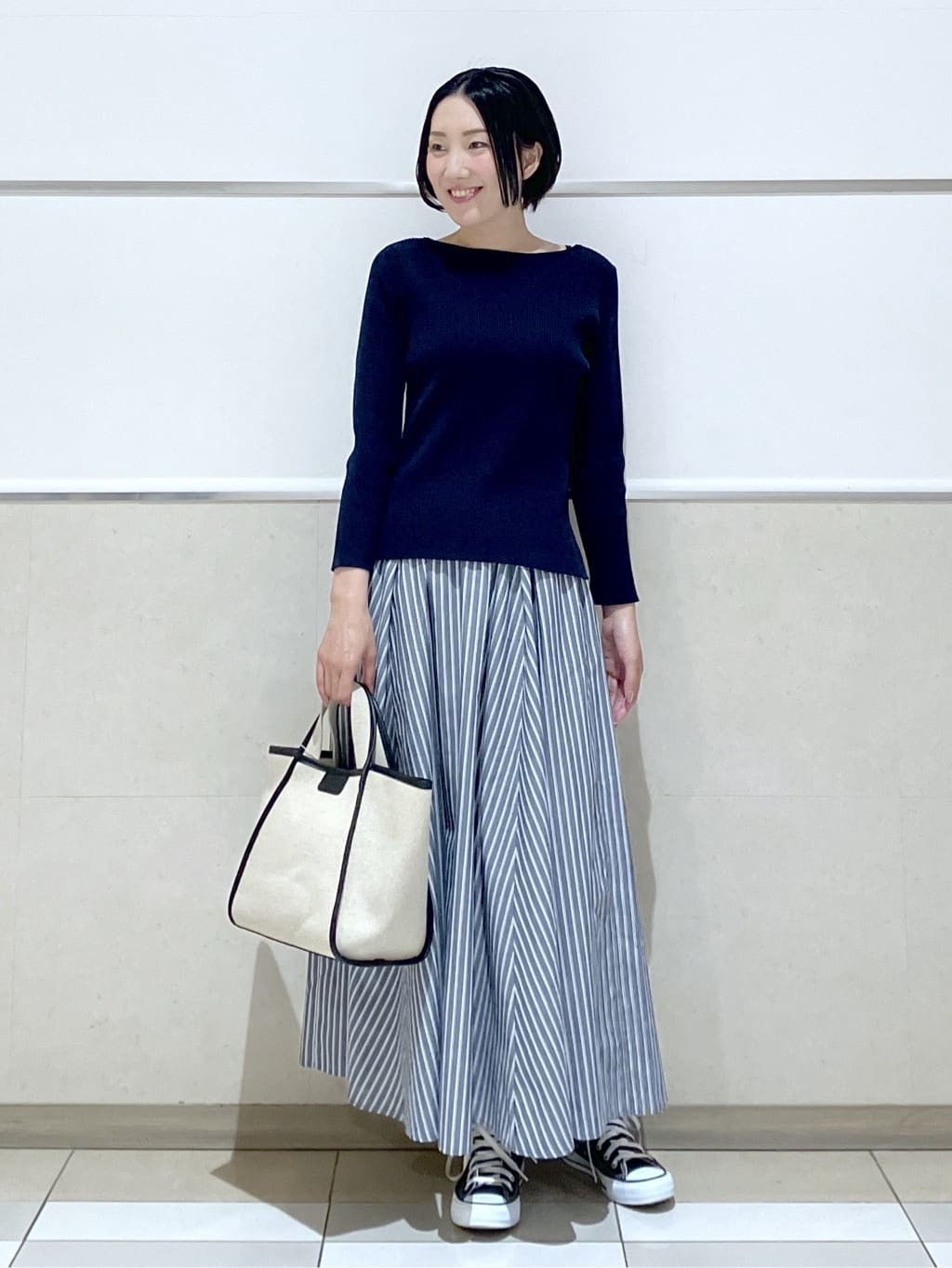 eriko さんの「Dessin｜【洗える】ボートネックリブニット」を使ったコーディネート