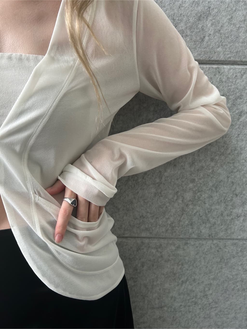 honoka Aさんの「CODE A｜sheer jersey cardigan」を使ったコーディネート
