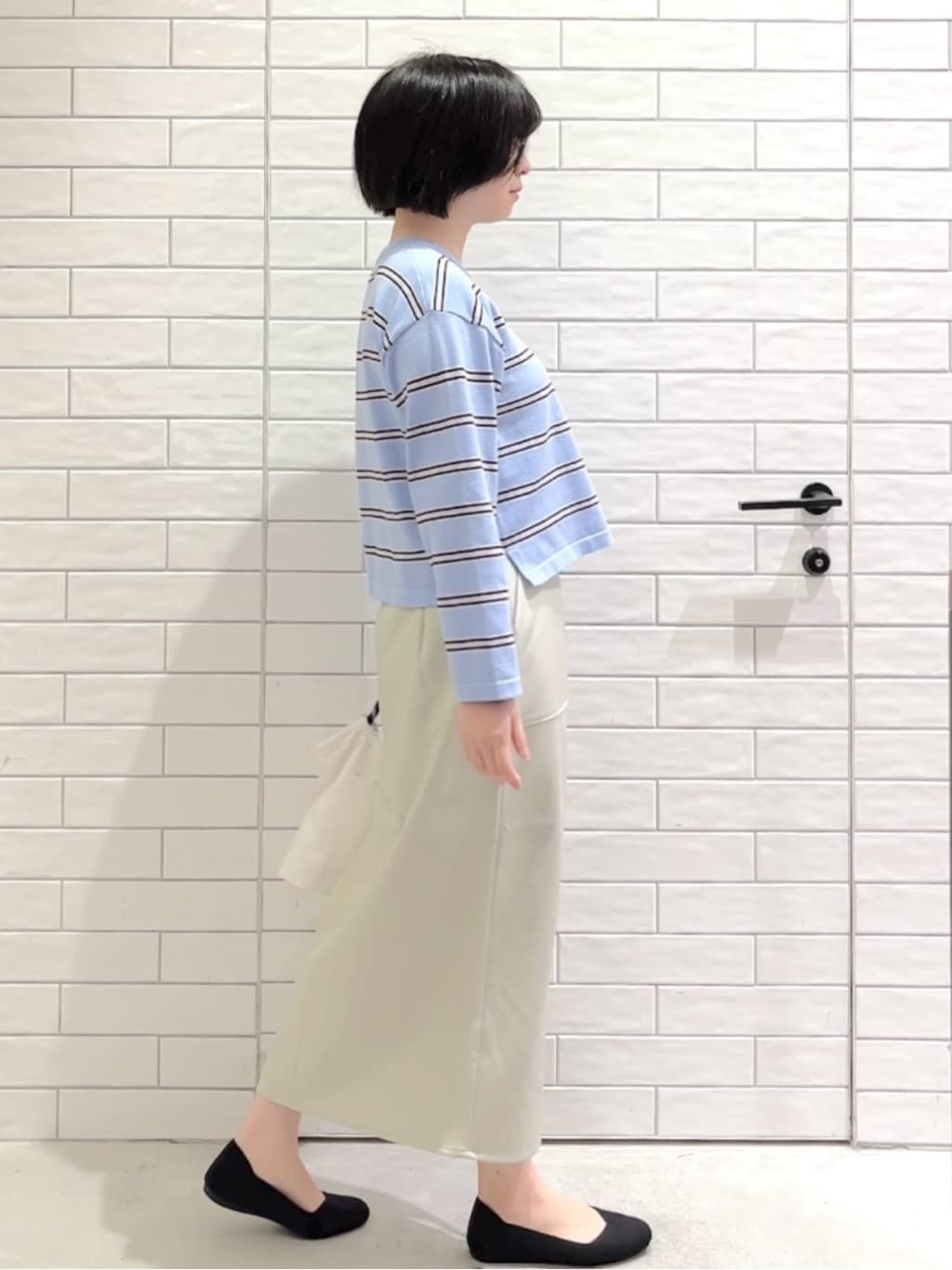 しおりさんの「OPAQUE.CLIP｜マルチボーダーニット【洗濯機OK】」を使ったコーディネート