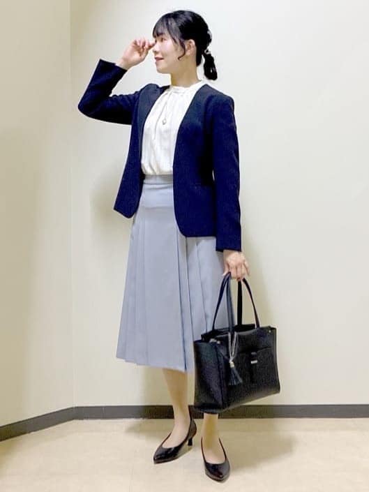  beni_gingerさんの「Reflect｜【SS-4Lサイズ／通勤／セットアップ可】ノーカラージャケット」を使ったコーディネート