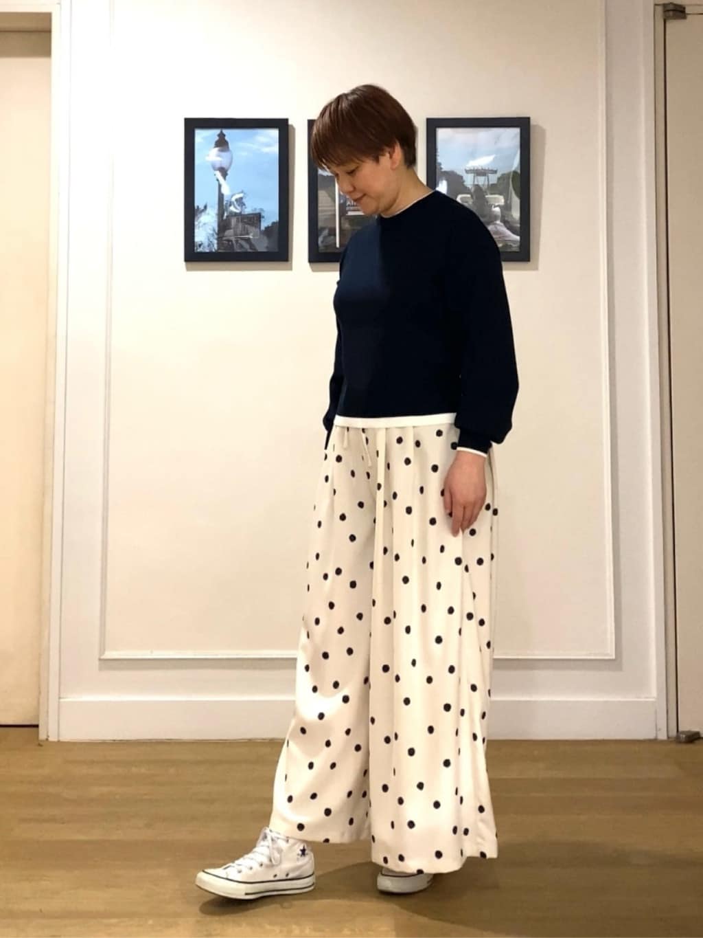 Hiroさんの「Dessin｜【洗える】バイカラーデザインニット」を使ったコーディネート