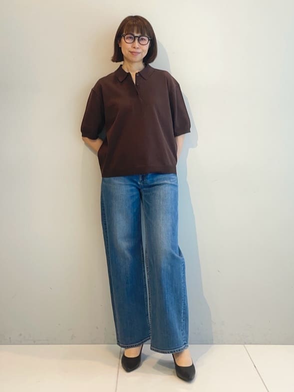 murayamaさんの「INDIVI｜【洗える／コットン】ドライタッチさらりポロ襟ニットT」を使ったコーディネート