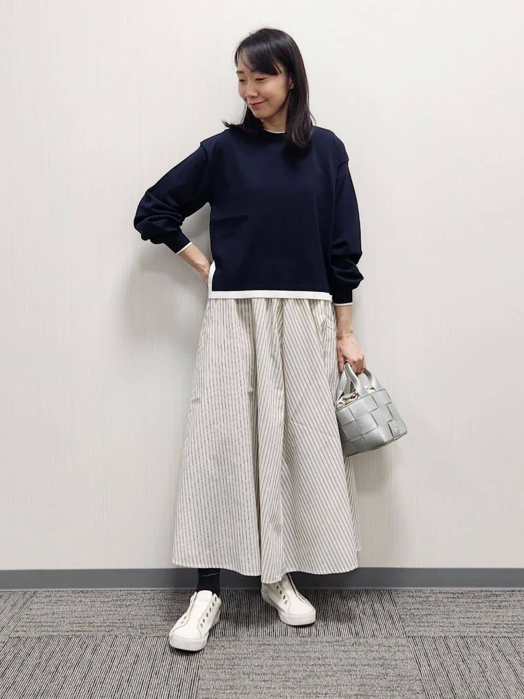 naraさんの「Dessin｜【洗える】バイカラーデザインニット」を使ったコーディネート