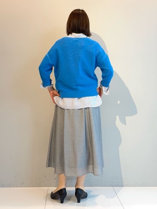 murayamaさんの「INDIVI｜【洗える／ドライタッチ／和紙混】ガーター編みニット」を使ったコーディネート