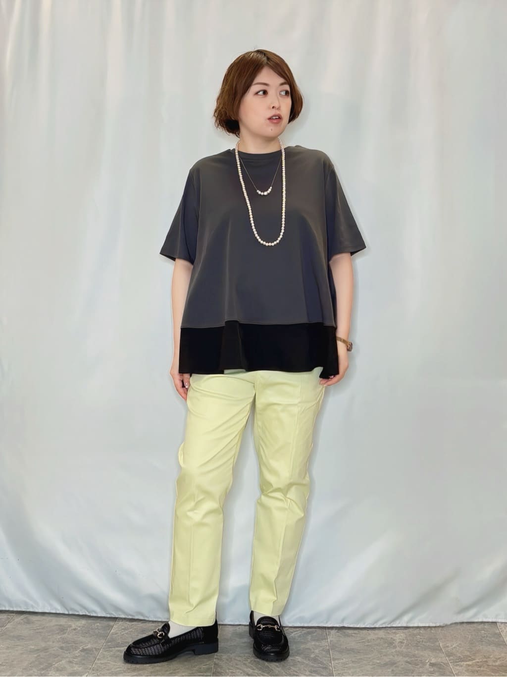 たみさんの「SHOO･LA･RUE｜【洗濯機可/S-LL】さらっと快適　麻調ゆるリブブルゾン」を使ったコーディネート