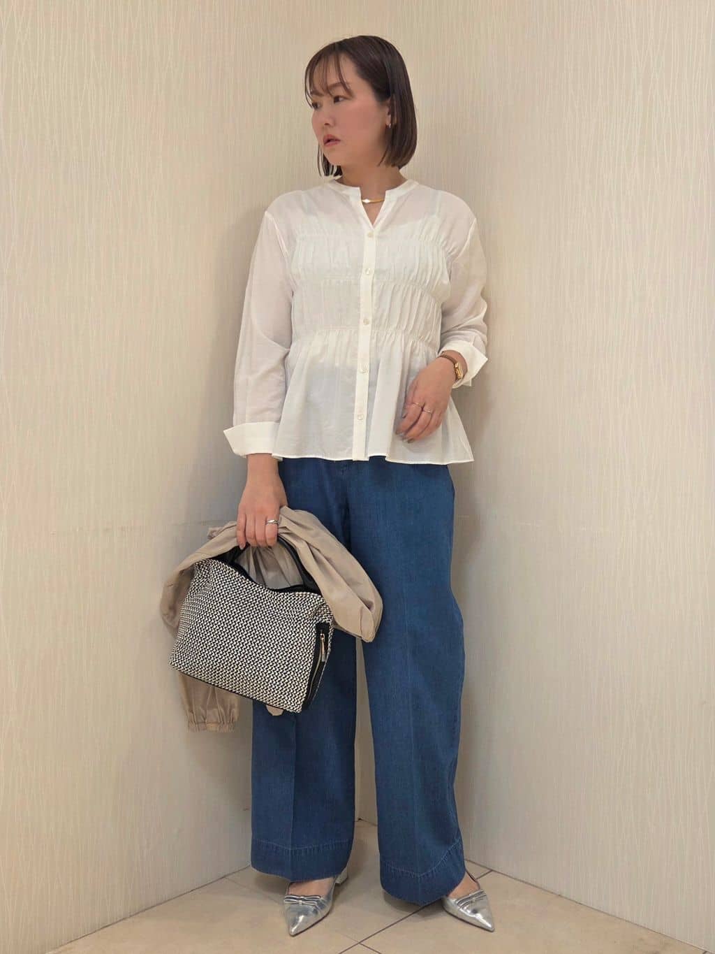 naokoさんの「UNTITLED｜◆【セットアップ可/はっ水】シャイニータイプライターブルゾン」を使ったコーディネート