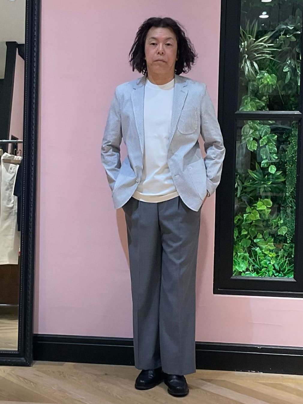 Nagaseさんの「DRESSTERIOR｜◆【吸湿速乾/セットアップ可/ウォッシャブル】COOLMAX シアサッカー サマージャケット」を使ったコーディネート