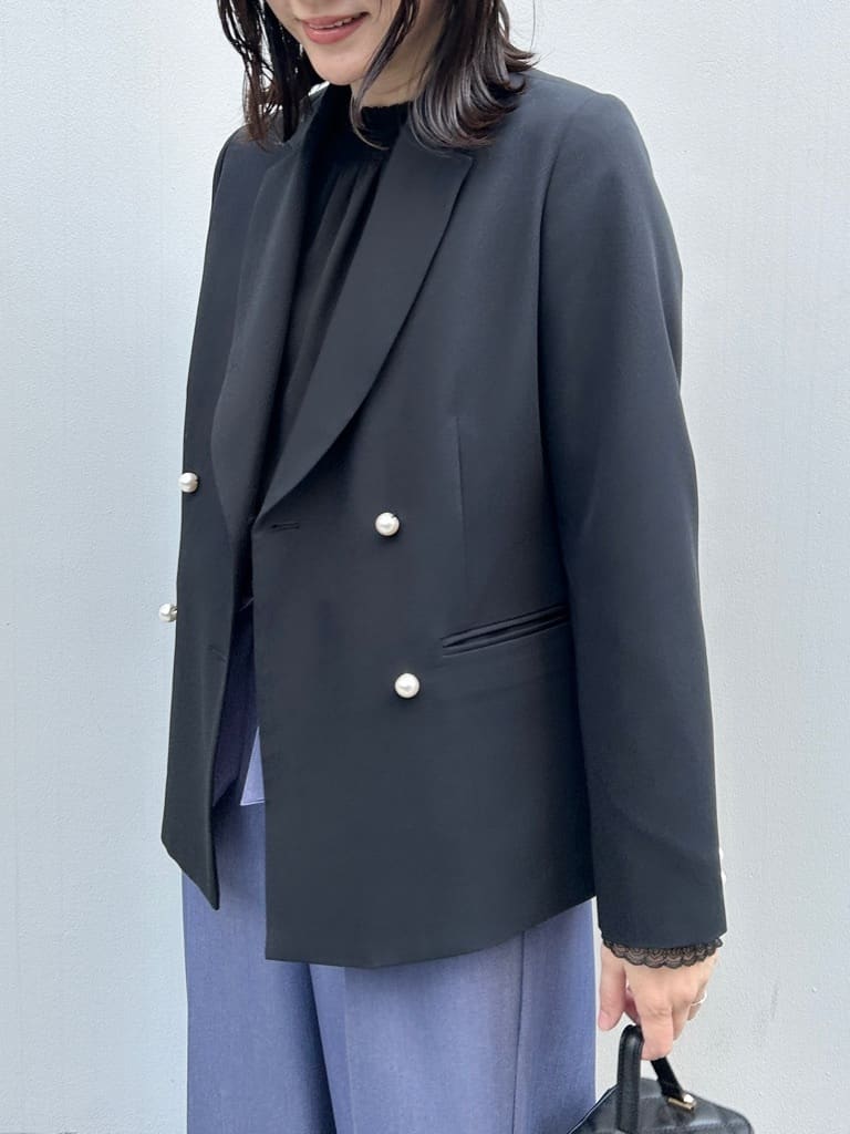 shinoさんの「Couture brooch｜【洗える・通勤】パール調ボタン テーラードジャケット」を使ったコーディネート
