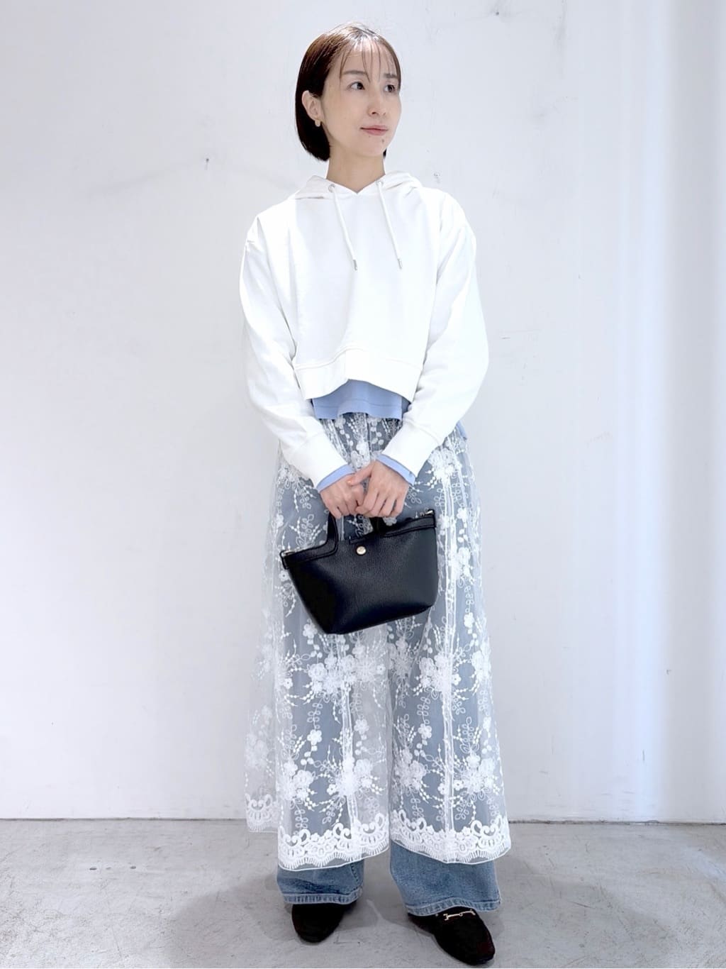 yuuさんの「OPAQUE.CLIP｜ショート裏毛フーディ【洗濯機OK】」を使ったコーディネート