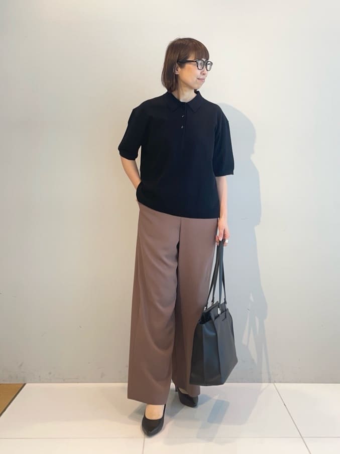 murayamaさんの「INDIVI｜【洗える／コットン】ドライタッチさらりポロ襟ニットT」を使ったコーディネート