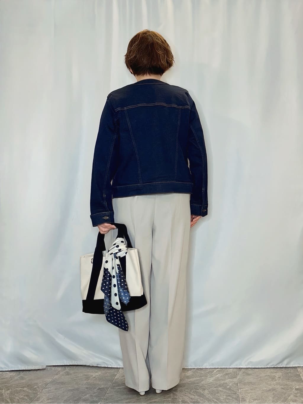 たみさんの「SHOO･LA･RUE｜【SHOO・LA・RUE DENIM/S-LL/高レビュー】大人のための ノーカラーデニムジャケット」を使ったコーディネート
